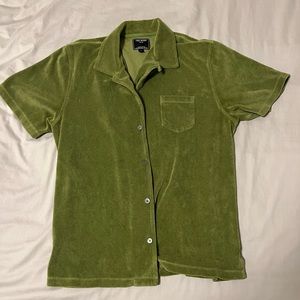 TODD SNYDER Terrycloth Short Sleeve Button Up Shirt